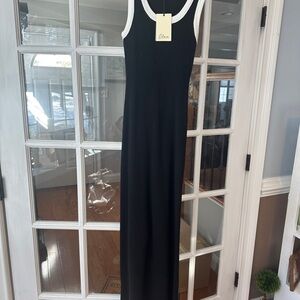 Elan Black and White Trim Maxi Dress
